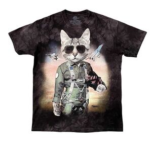 The Mountain Cat Fighter Pilot Tie Dye Graphic Tee Size Large